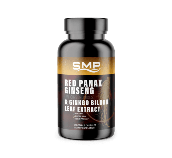 Red Panax Ginseng (7% Ginsenosides) & Ginkgo Biloba Leaf Extract Veggie Capsules - Gluten Free