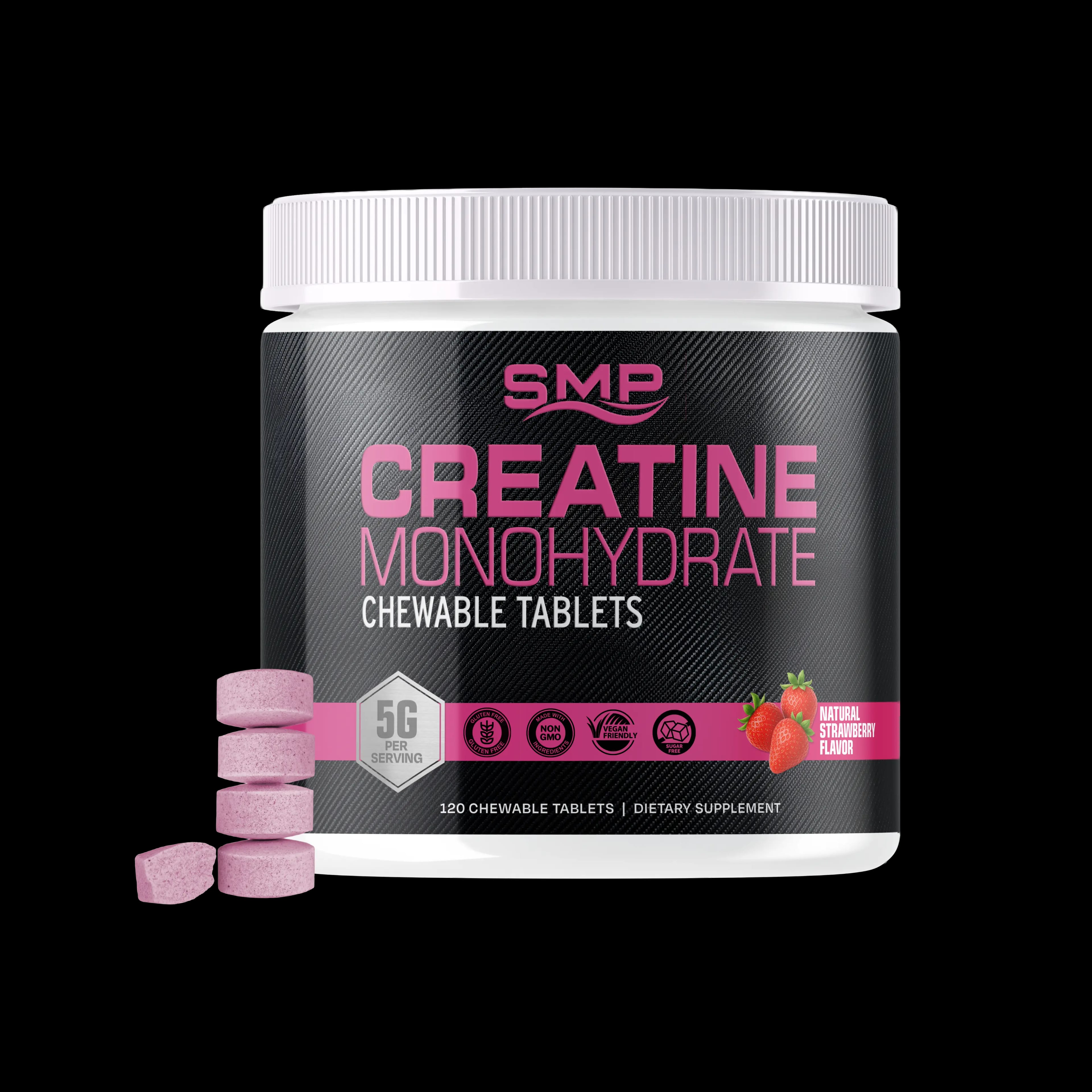 Sugar Free Natural Sour Strawberry Creatine Chewable Tablets, 1.25g