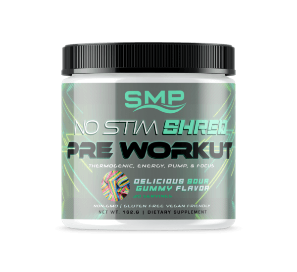 Non-Stim Shred Pre Workout Powder 162 g – Thermogenic, Energy, Pump, & Focus – Delicious Sour Gummy Flavor – 30 Servings - Non-GMO – Gluten-Free – Vegan Friendly