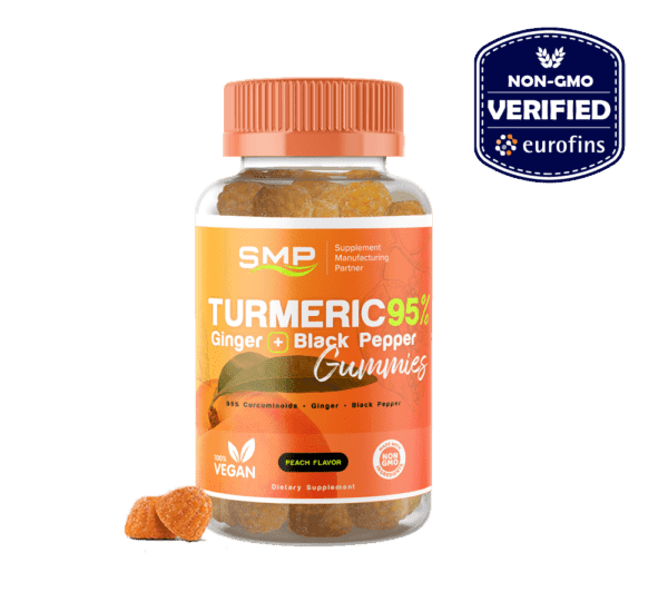 95% Turmeric + Ginger & Black Pepper Gummies - Natural Peach Flavor