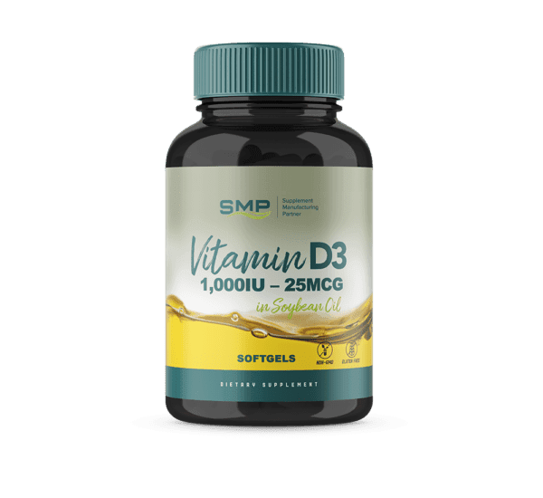 Vitamin D3 1,000IU – 25mcg – Softgels – Soybean Oil