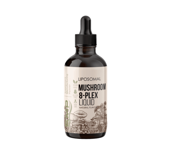 Liposomal Mushroom 8-Plex Liquid – Phospholipid & Bioperine® Absorption – Natural Flavors – Gluten Free – Non-GMO – Vegan Friendly