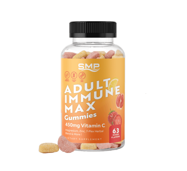 Adult Immune Max Gummies – 450mg Vitamin C, Magnesium, Zinc, 7-Plex Herbal Blend & More ! Mixed Flavors – Gluten Free – Non-GMO – Vegan Friendly
