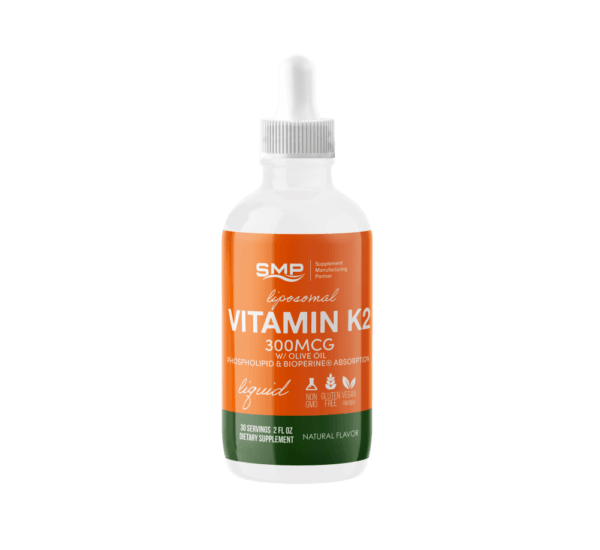 Liposomal Vitamin K2 300mcg W/ Olive Oil – Phospholipid & Bioperine® Absorption - 30 Servings - 2oz – Natural Flavors – Gluten Free – Non-GMO – Vegan Friendly