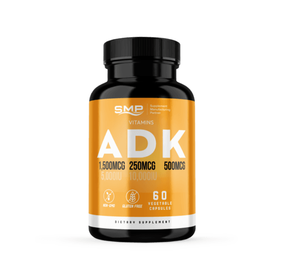 ADK Vitamin Supplement - A 5000IU - D3 10000IU - K2 (MK-7) 500mcg - Veggie Caps