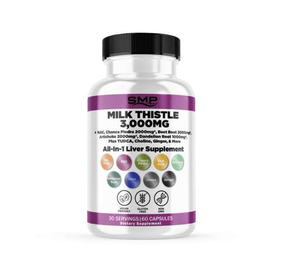 Milk Thistle 3000mg, NAC, Chanca Piedra 2000mg, Beet Root 2000mg, Artichoke 2000mg, Dandelion Root 1000mg, - All-In-1 Liver Supplement