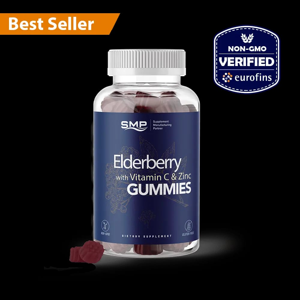 Elderberry Gummies W/ Vitamin C & Zinc - Delicious Blueberry Flavor - Berry Shape