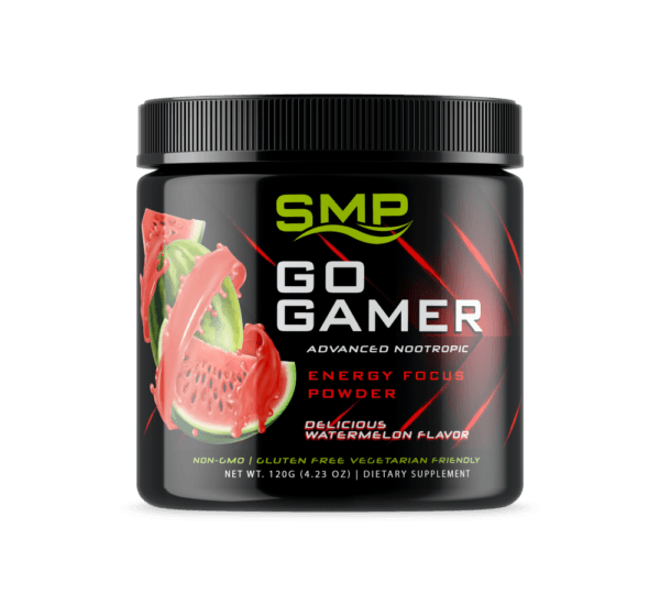 Go-Gamer Advanced Nootropic Energy Focus Powder – Delicious Watermelon Flavor – 30 Servings 120 g – Non-GMO – Gluten-Free – Vegetarian-Friendly