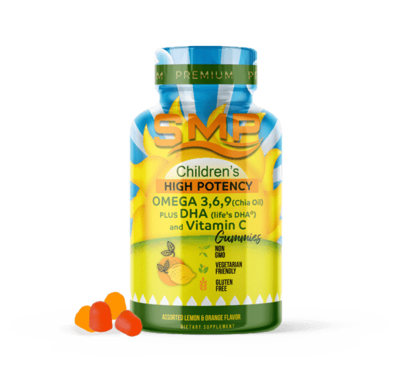 Omega 3,6,9 High Potency (Chia Oil) + DHA Gummies (life’s DHA®) + Vitamin C – Assorted Natural Flavors & Colors – Dome Shape