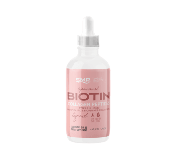 Liposomal Biotin & Collagen Peptides Type I & III Liquid – Phospholipid & Bioperine® Absorption - 30 Servings - 2oz – Natural Flavors – Gluten Free – Non-GMO