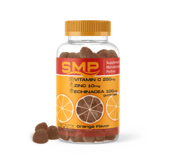 3 In 1 Gummy – Vitamin C 250mg – Zinc 10mg – Echinacea Purpurea Extract Polyphenols 100mg – Natural Orange Flavor & Color
