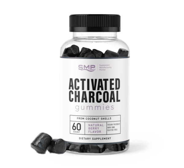 Activated Charcoal Gummy from Organic Coconut Shells Tapioca Base – Natural Berry Flavor & Color Non-GMO – Gluten Free – Vegan Friendly
