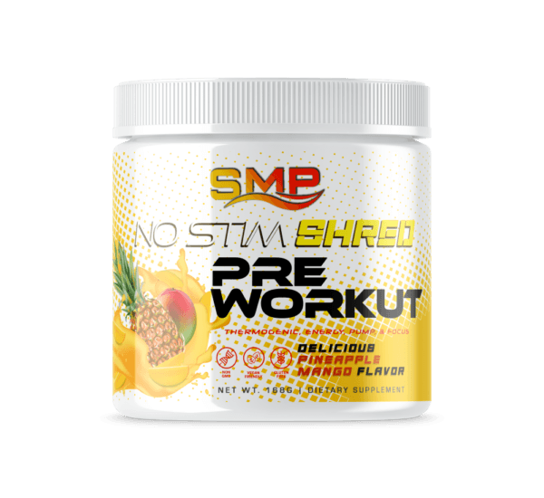 Non-Stim Shred Pre Workout Powder 168 g – Thermogenic, Energy, Pump, & Focus – Delicious Pineapple Mango Flavor – 30 Servings - Non-GMO – Gluten-Free – Vegan Friendly