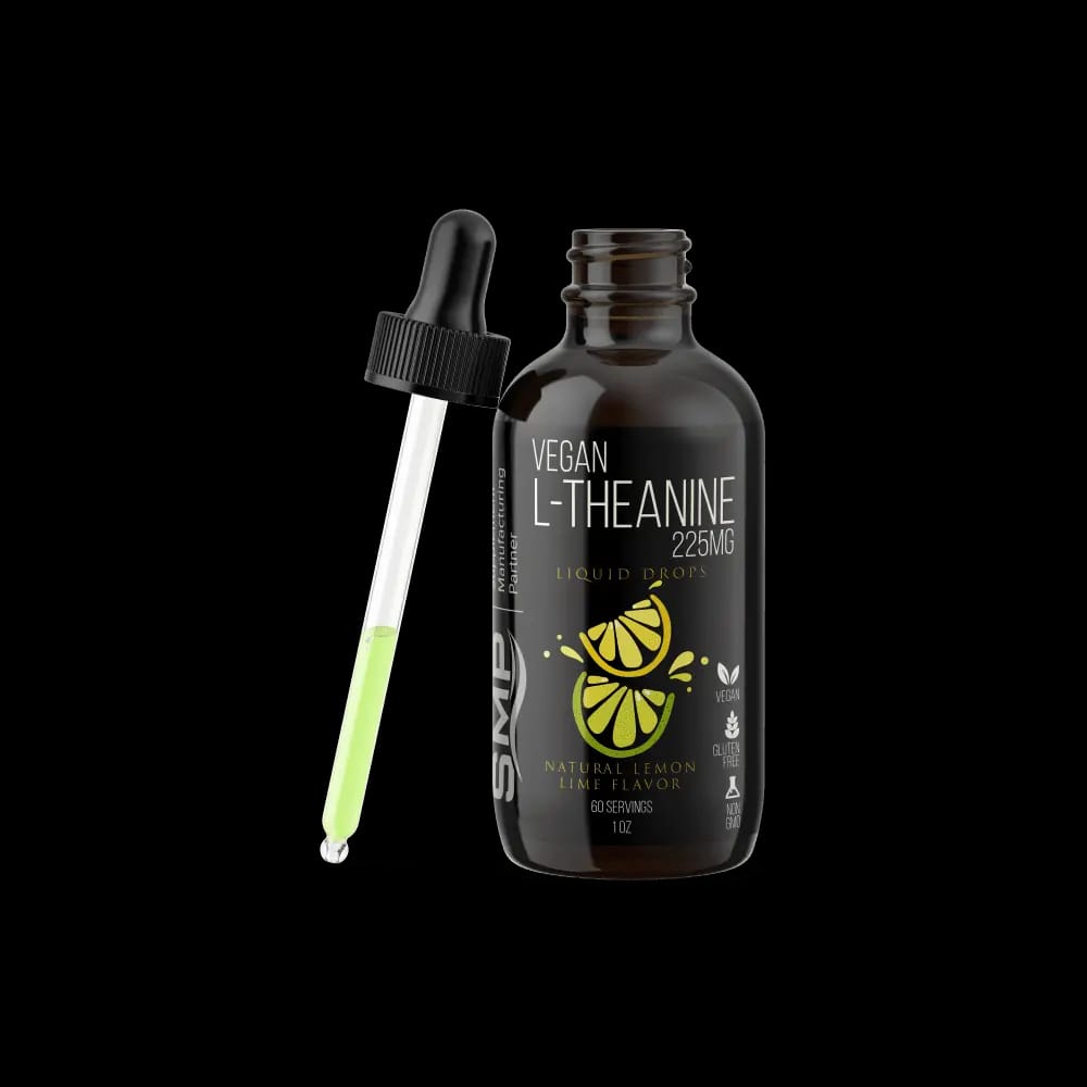 vegan l theanine liquid drops 225mg natural lemon lime flavor 60 servings 2oz non gmo gluten free