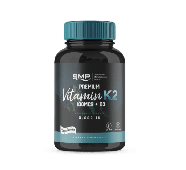 Vitamin K2 - 100MCG + D3 - 5,000 IU - Non-GMO - Gluten Free - Veggie Capsule