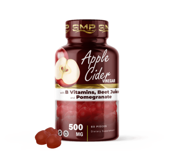 Apple Cider Vinegar Gummies (ACV) w/ Pomegranate Juice Powder & Beet Juice Powder – 500 mg – Gelatin-Free