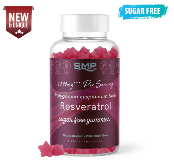 1,500mg Sugar Free Polygonum Cuspidatum (Resveratrol) Gummy - Natural Raspberry Watermelon Flavor