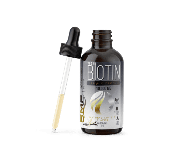 vegan biotin liquid drops 10000mcg natural vanilla flavor 60 servings 1oz non gmo gluten free