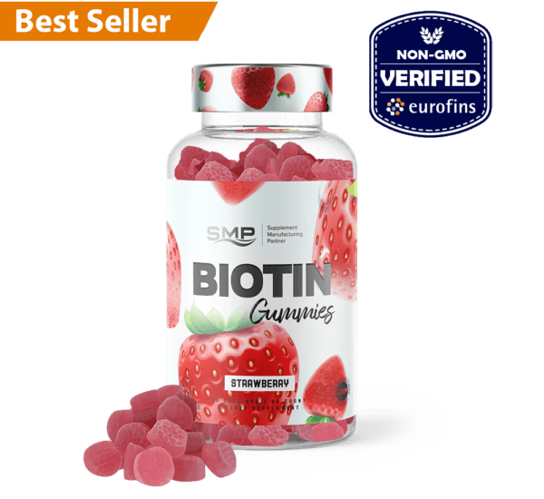 Biotin Vegan Gummies 5,000mcg Per Gummy - Natural Strawberry Flavor (2gm)