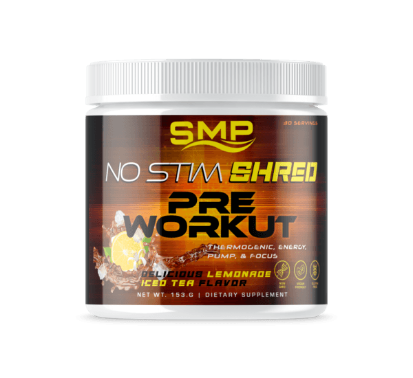 Non-Stim Shred Pre Workout Powder 153 g – Thermogenic, Energy, Pump, & Focus – Delicious Lemonade Iced Tea Flavor  – 30 Servings - Non-GMO – Gluten-Free – Vegan Friendly