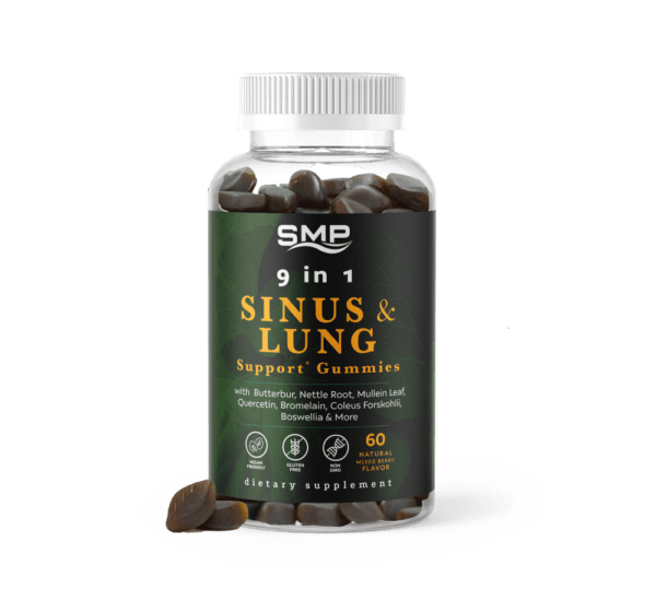 9 In 1 Sinus & Lung Support W/ Butterbur, Nettle Root, Mullein Leaf, Quercetin, Bromelain, Coleus Forskohlii, Boswellia &  Natural Mixed Berry