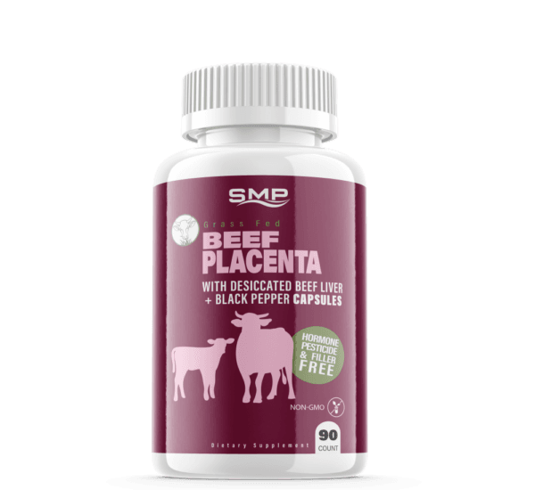 Grass Fed Beef Placenta W/ Desiccated Beef Liver + Black Pepper Capsules - Non-GMO – Hormone, Pesticide & Filler Free – Freeze-Dried