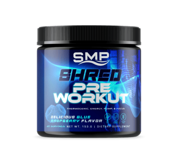Shred Pre Workout Powder 180 g – Thermogenic, Energy, Pump, & Focus  – Delicious Blue Raspberry Flavor – 30 Servings - Non-GMO – Gluten-Free – Vegan Friendly