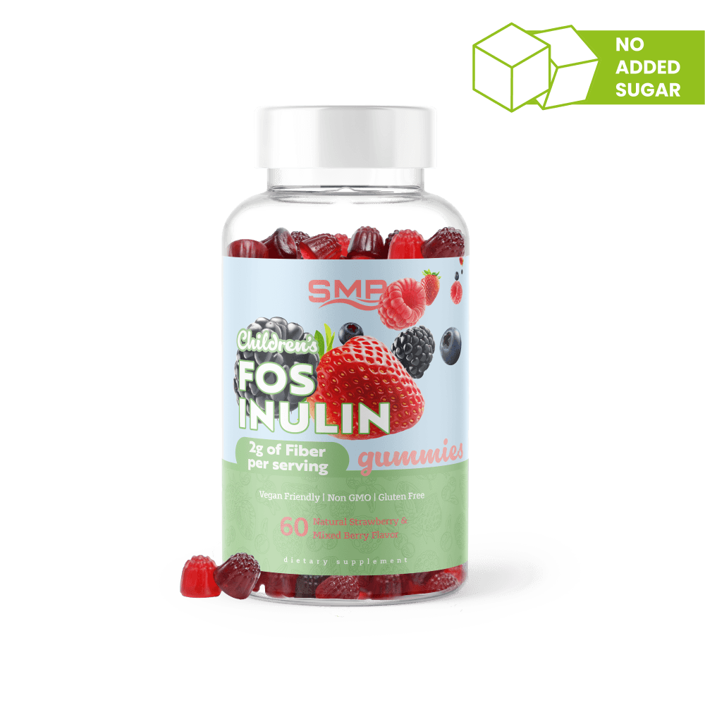 Kids FOS Inulin 2 Grams Of Fiber Gummy / No Sugar Added – Natural Strawberry & Mixed Berry Flavor  – Gluten Free - Non-GMO – Vegan Friendly