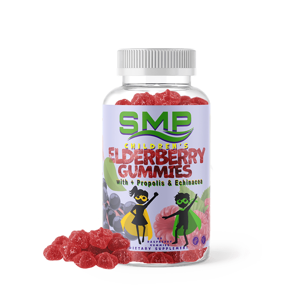 Kids Elderberry Herb Extract + Propolis & Echinacea Gummies - Raspberry Flavor - Gelatin-Free - Vegetarian-Friendly