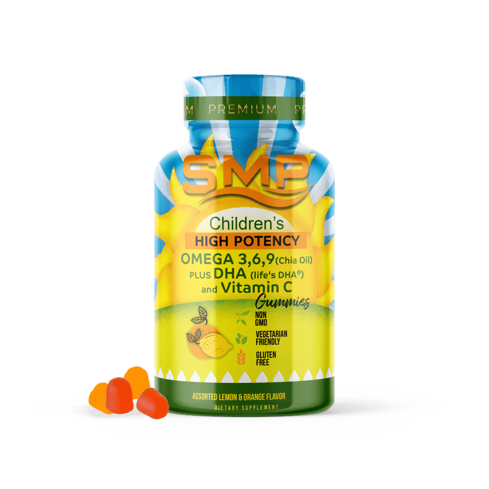 Kids Omega 3,6,9 Gummies W/ Lifes DHA® + Vitamin C – Teen & Child Focus Support – Chia Oil & DHA – Assorted Natural Flavors & Colors – Non-GMO – Gluten-Free – Vegetarian