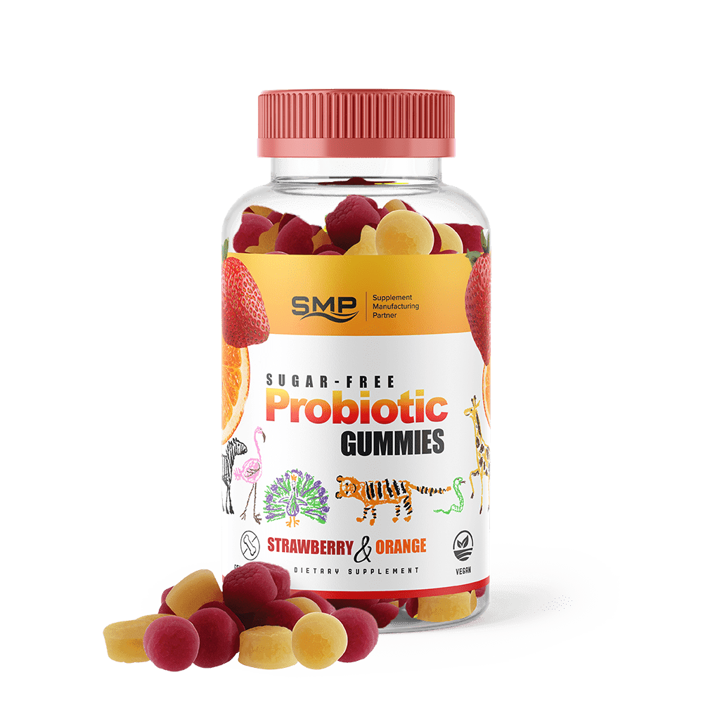 Kids Sugar Free Probiotic Gummies – 5 Billion CFU - Mixed Assorted Natural Flavors & Colors - Non-GMO – Gluten-Free – Vegan – Allergen-Free