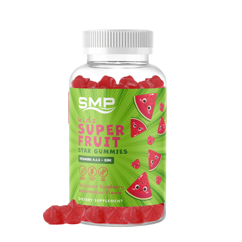 Kids 4+ Amazing Superfruits Star Gummies W/ A,C,E + Zinc – Organic Silica, Antioxidant Blend (Acai, Acerola, Goji +) Raspberry Watermelon Flavor – Non-GMO – Gluten Free – Vegan Friendly