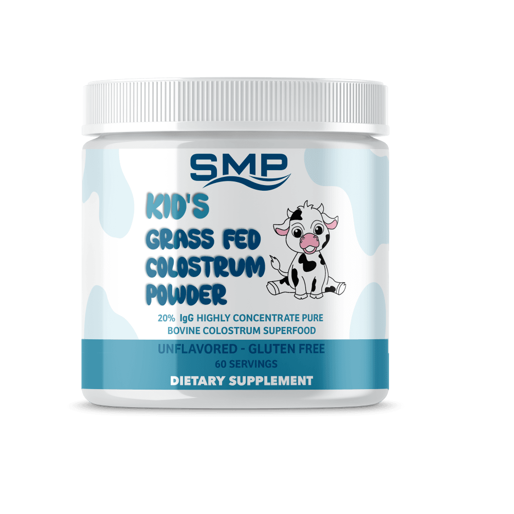 Kid's 4+ Grass Fed Colostrum Powder Supplement - 20% IgG Highly Concentrated Pure Bovine Colostrum Superfood, Gluten Free, Unflavored & Undiluted, 60 Servings