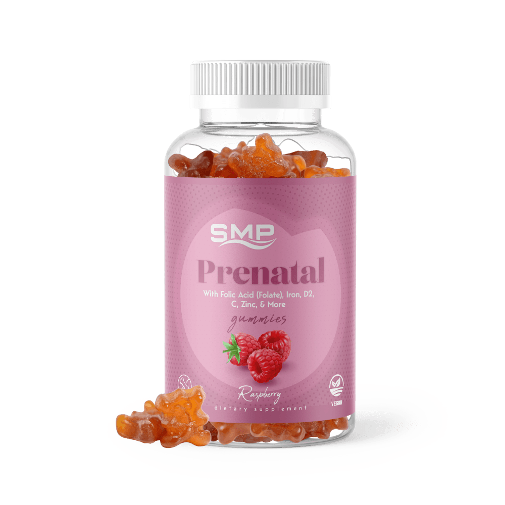 Prenatal Gummy Vitamin For Women W/ Folic Acid (Folate), Iron, D2, C, Zinc, & More! – Natural Raspberry Flavor & Color – Non-GMO – Gluten-Free – Vegan Friendly