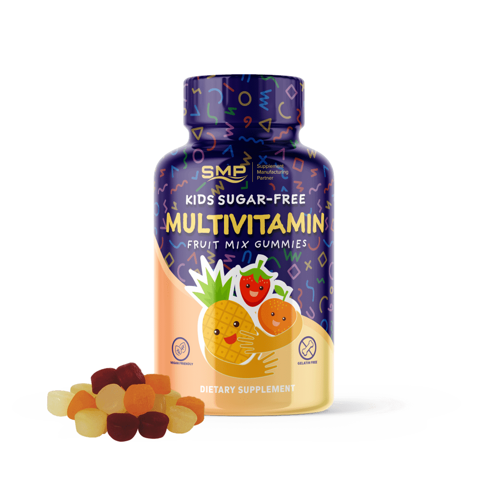 Kids Sugar Free Multivitamin Gummies - Pineapple, Strawberry, Orange Flavor - Gelatin-Free - Vegan Friendly