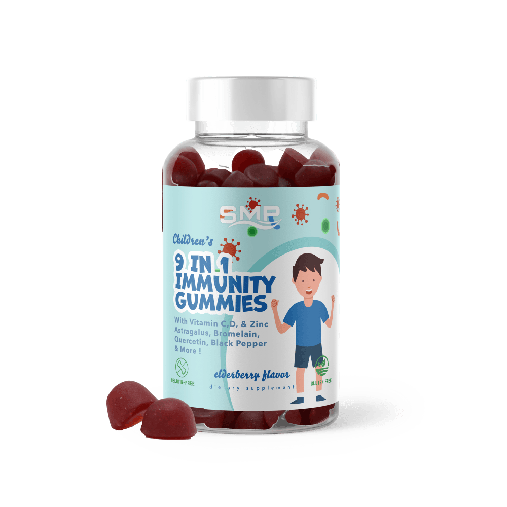 Kids 9-In-1 Immunity Gummy – C,D, & Zinc + Astragalus, Bromelain, Quercetin & More! Elderberry Flavor – Gluten Free - Non-GMO – Vegetarian Friendly