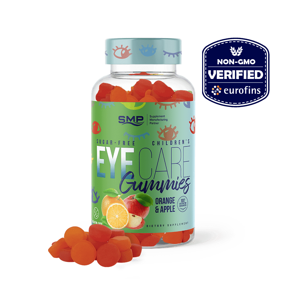 Kids Advanced Sugar Free Eye Care Gummies w/ Lutein & Zexanthin + Vitamins A, C, E, & Zinc - Orange & Apple Flavor – Gluten Free – Vegan Friendly