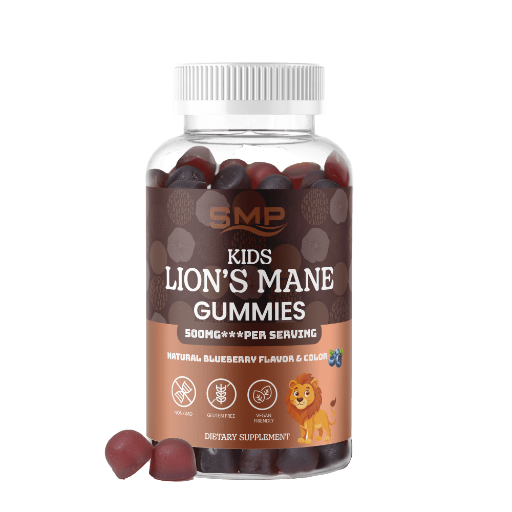 Kids 500mg*** Lions Mane Gummy – Natural Blueberry Flavor & Color – Gluten Free – Non-GMO – Vegan Friendly