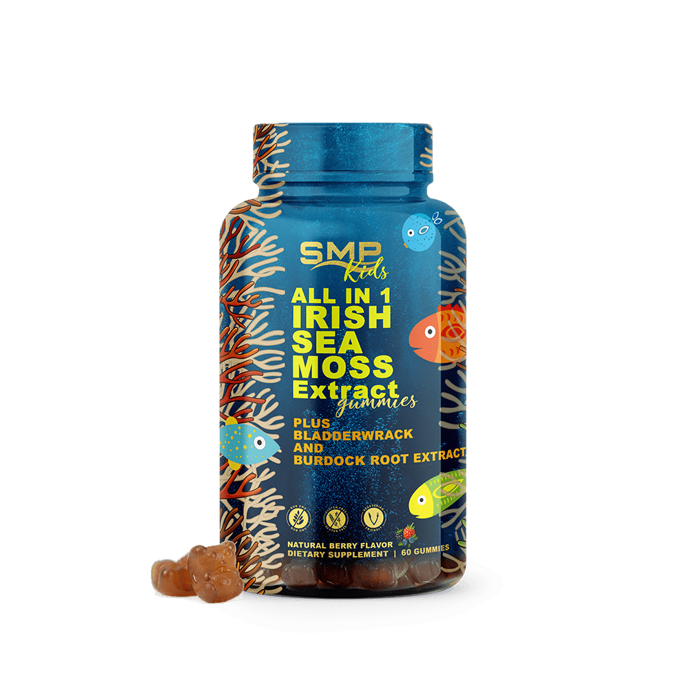 Kids Wild Crafted Irish Sea Moss Complex Gummies With Raw Bladderwrack & Burdock – Non-GMO – Gluten-Free – Vegan-Friendly