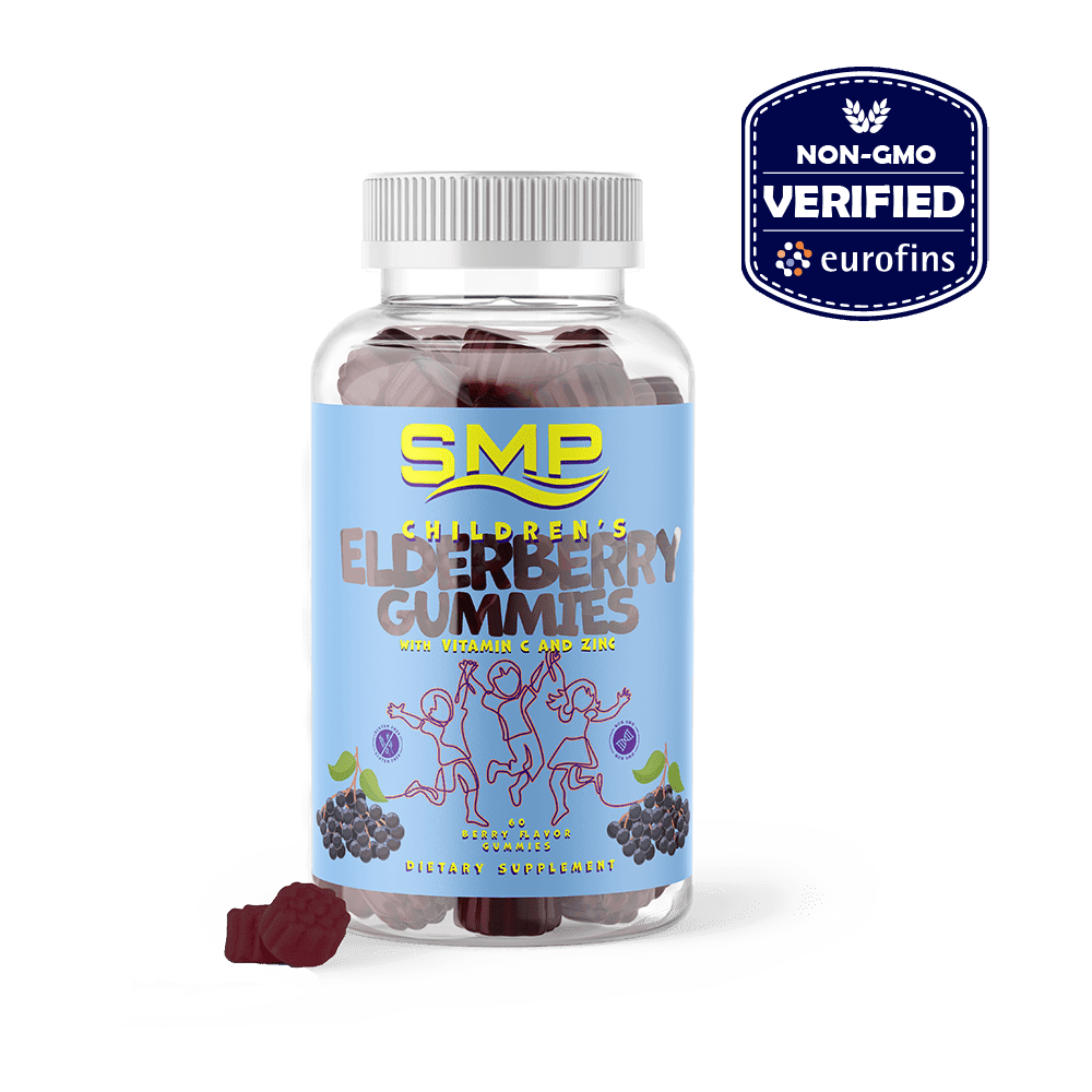 Kids Elderberry Gummies W/ Vitamin C & Zinc - Delicious Blueberry Flavor – Berry Shape - Non-GMO – Gluten & Gelatin-Free – Vegan Friendly