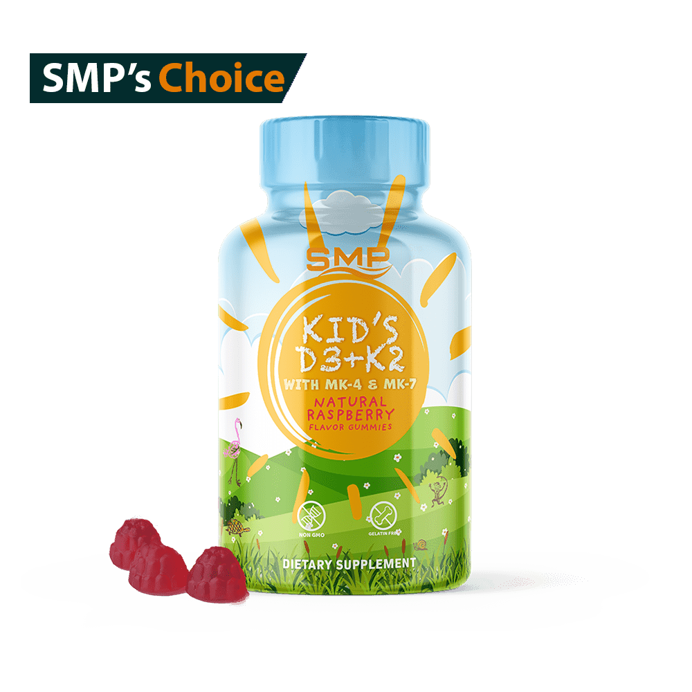 Kids 4+ K2 + D3 Pectin Gummies W/ MK-4 & MK-7  – Natural Raspberry Flavor & Color – Gelatin-Free – Vegetarian – Non-GMO
