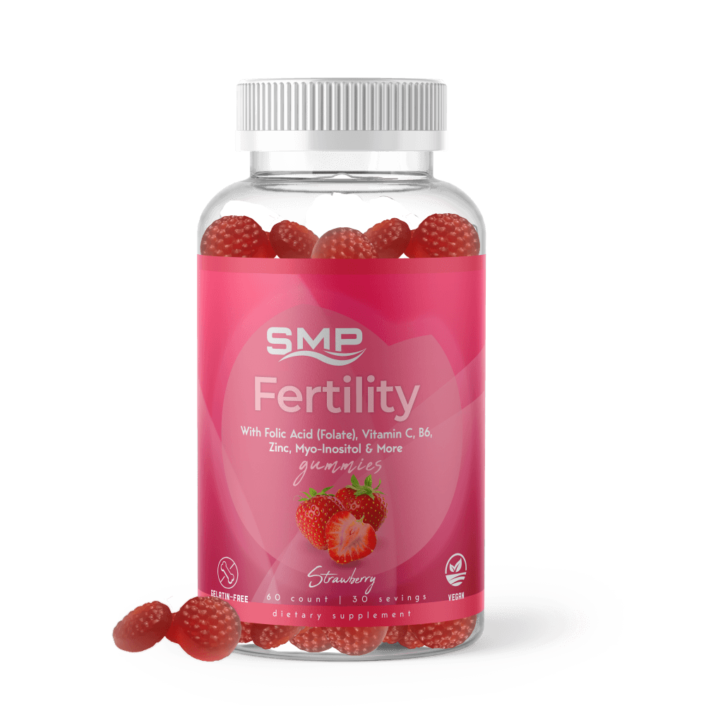 Fertility Gummy Vitamin For Women W/ Folic Acid (Folate), C, Zinc, B6, Myo-Inositol & More! – Natural Strawberry Flavor & Color – Non-GMO – Gluten-Free – Vegan Friendly