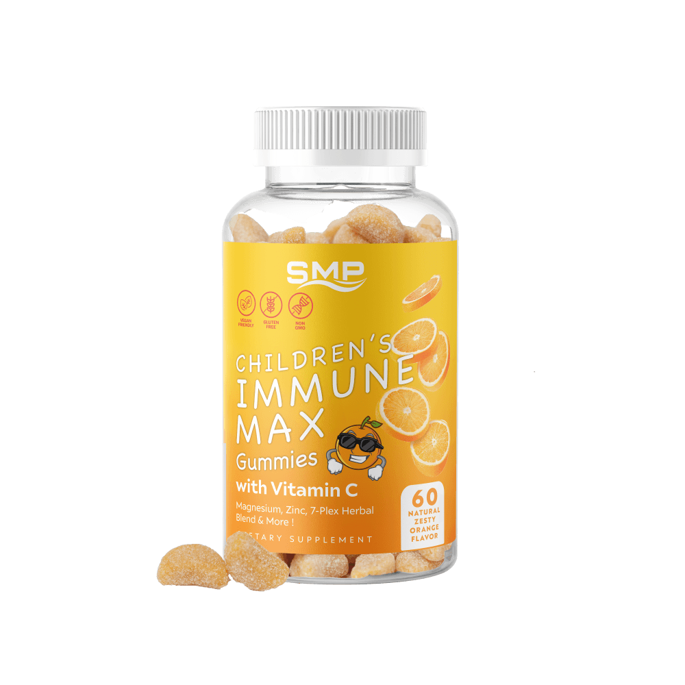 Kids Immune Max – 300mg Vitamin C, Magnesium, Zinc, 7-Plex Herbal Blend & More ! Natural Zesty Orange Flavor – Gluten Free – Non-GMO – Vegan Friendly
