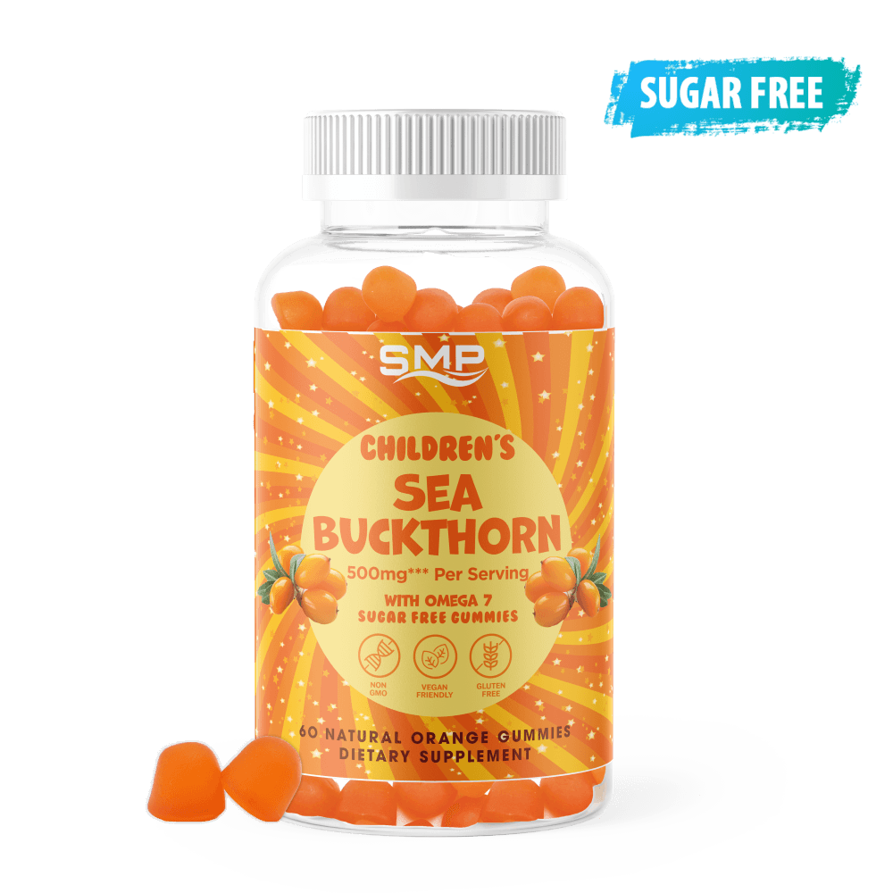 Kids 500mg*** Sea Buckthorn Gummy – Omega-7 – Sugar Free – Natural Orange Flavor & Color – Gluten Free – Non-GMO – Vegan Friendly
