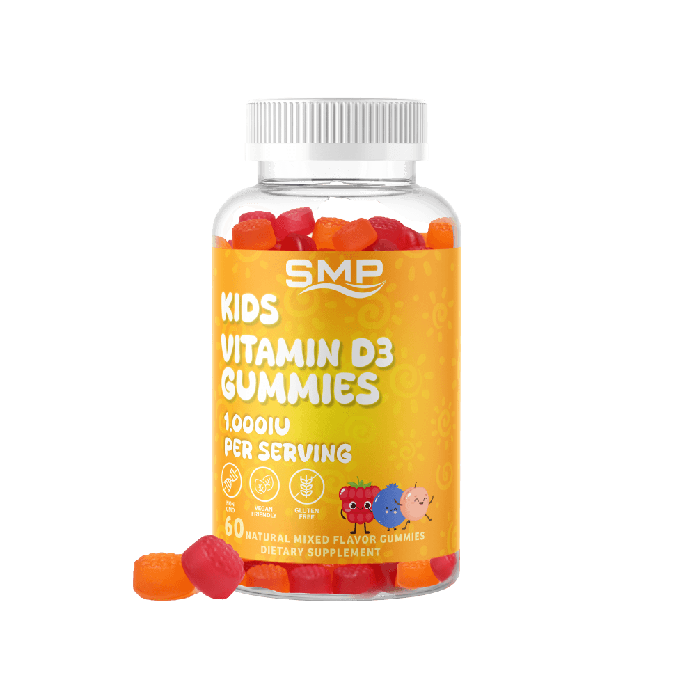 Kids Vitamin D3 1,000IU Gummy – Natural Mixed Flavors – Peach, Raspberry, Blueberry – Non-GMO – Gluten & Gelatin-Free – Vegetarian