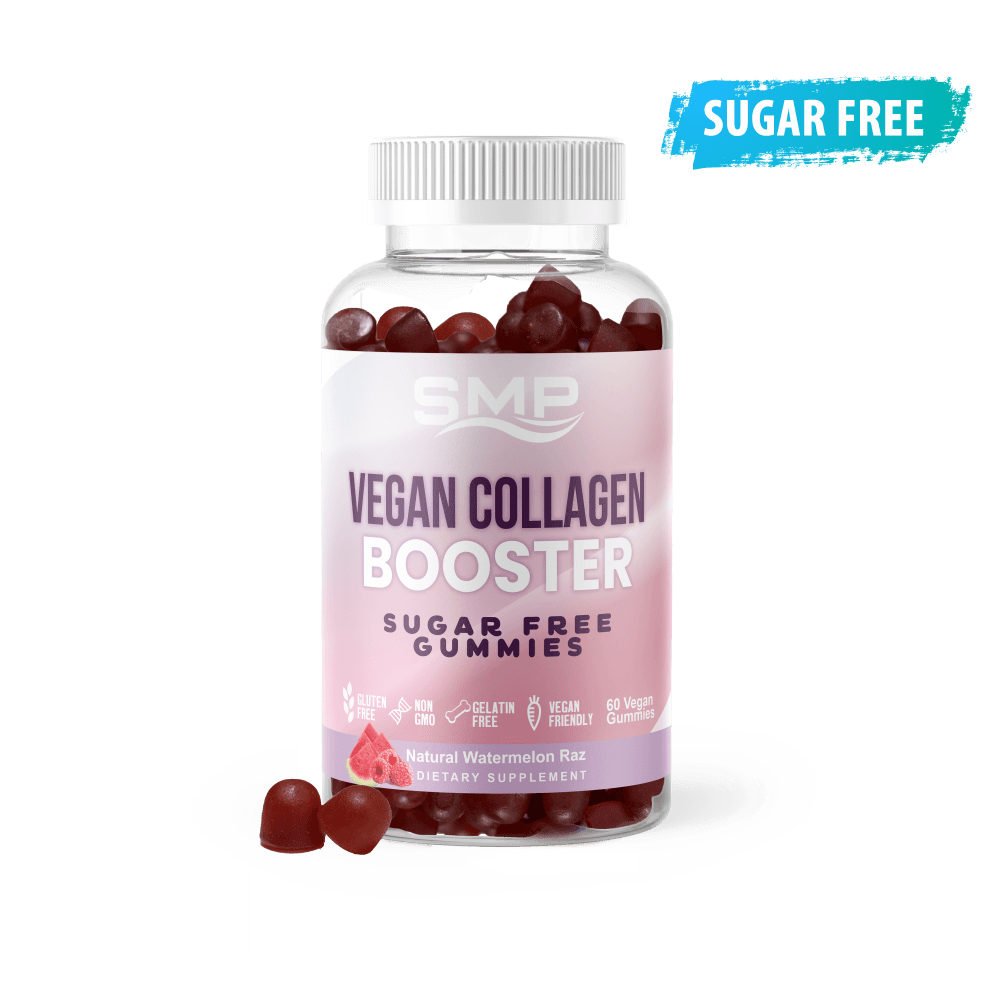 Sugar Free Vegan Collagen Booster Gummies W/ Vitamins, Minerals, Amino Acids, Bamboo Leaf, Antioxidants & More ! Nat. Watermelon Raz – Non-GMO – Gluten-Free – Vegan
