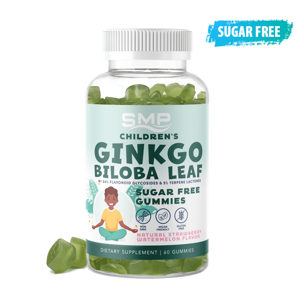 Kids 250mg*** Ginkgo Biloba Leaf Gummy W/ 24% Flavonoid Glycosides & 5% Terpene Lactones – Sugar Free – Natural Strawberry Watermelon Flavor– Gluten Free – Non-GMO – Vegan Friendly