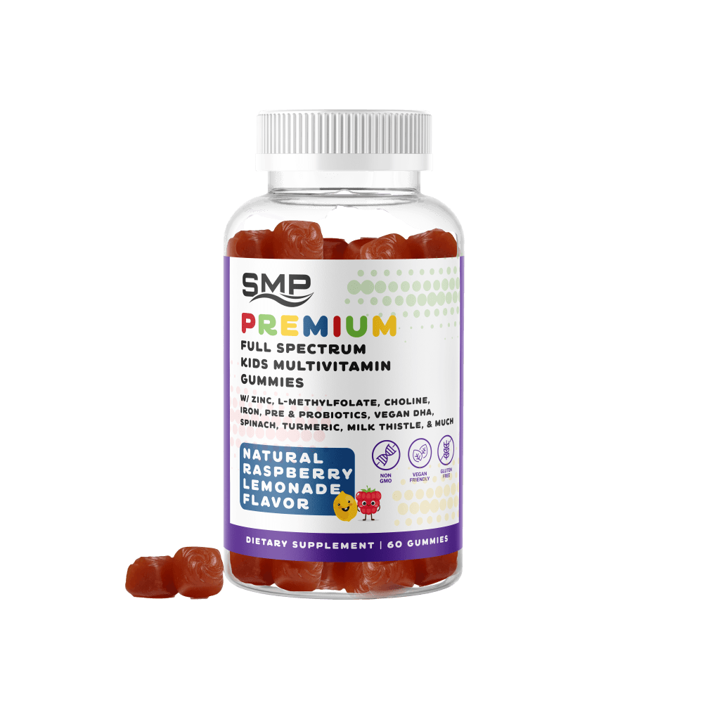 Kids Vegan Multivitamin & Essential Minerals Gummy W/ Zinc, L-Methylfolate, Choline, Iron, Pre & Probiotics, Vegan DHA, Spinach, Turmeric, Milk Thistle, & Much More ! Natural Raspberry Lemonade Flavor – Non-GMO – Gluten-Free –