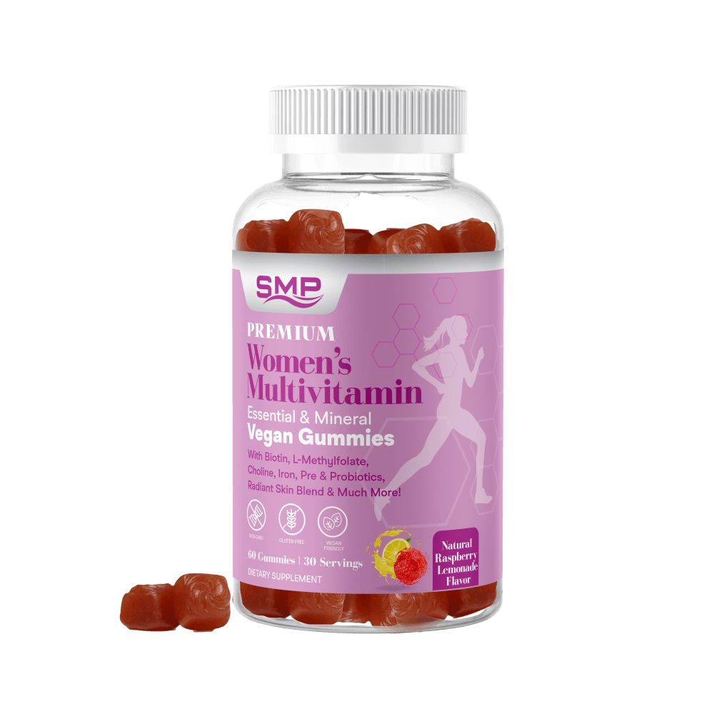 Womens Premium Vegan Multivitamin & Essential Minerals Gummy W/ Biotin, L-Methylfolate, Choline, Iron, Pre & Probiotics, Radiant Skin Blend & Much More! Natural Raspberry Lemonade Flavor – Non-GMO – Gluten-Free