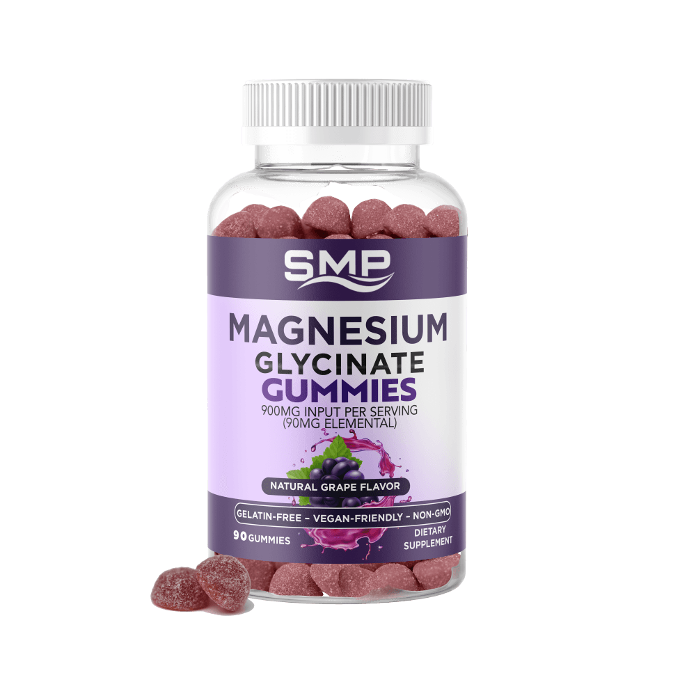 Magnesium Glycinate Gummies 900mg Input Per Serving – 90mg Elemental – Natural Grape Flavor – Gelatin-Free – Vegan-Friendly – Non-GMO